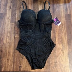 Saki Silver Mesh Leopard Lingerie Bodysuit